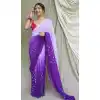Blue Color Georgette And Crushed Hand Work Party Wear Saree Blouse -5012159188