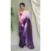 Purple Color Georgette And Crushed Hand Work Party Wear Saree Blouse -5012159189