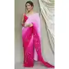 Rani Pink Color Georgette And Crushed Hand Work Party Wear Saree Blouse -5012159190