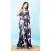 Black Color Georgette Satin Hand and Cut Work Party Wear Designer Saree -5014159196