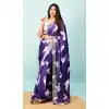 Dark Purple Color Georgette Satin Hand and Cut Work Party Wear Designer Saree -5014159198