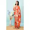 Orange Color Georgette Satin Hand and Cut Work Party Wear Designer Saree -5014159201