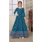 Teal Blue Color Rayon Foil Print Work Party Wear Readymade Kids Gown -5016159210