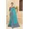 Light Blue Color Chinon Digital Print Mirror Work Party Wear Saree Blouse -5021159243 