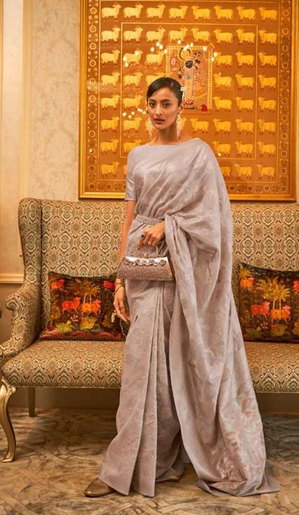 Grey Color Zari Work Modal Handloom Weaving Party Wear Plus Size Saree -5022159256 Grey Color Zari Work Modal Handloom Weaving Party Wear Plus Size Saree -5022159256