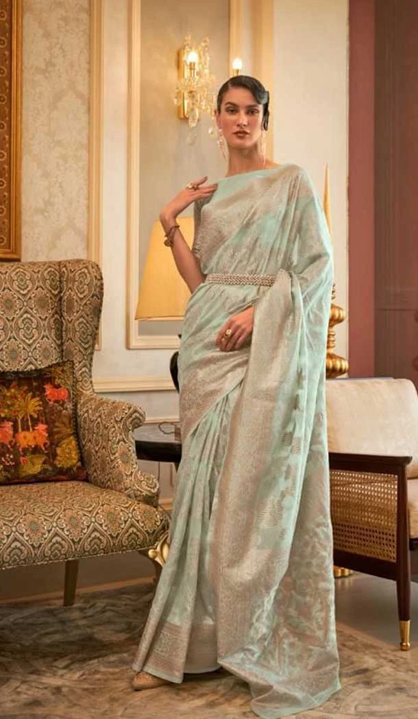 Mint Color Zari Work Modal Handloom Weaving Party Wear Plus Size Saree -5022159257 Mint Color Zari Work Modal Handloom Weaving Party Wear Plus Size Saree -5022159257