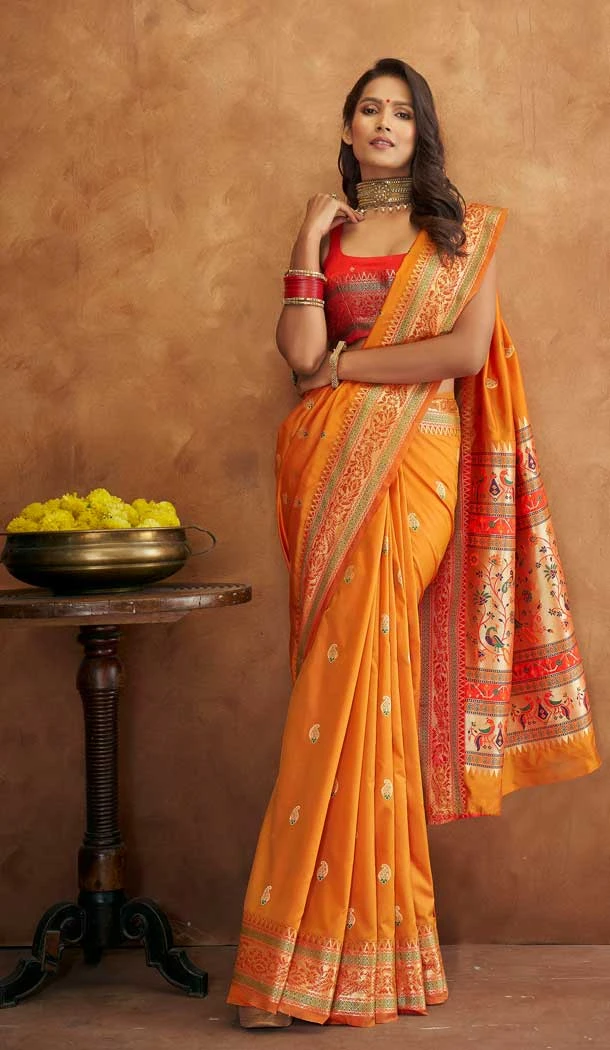 Mustard Color Soft Silk Weaving Work Traditional Wear Plus SIze Saree Blouse -5038159400