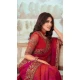 Red Color Shimmer Silk Embroidery Work Party Wear Designer Saree -5025159273