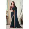 Navy Blue Color Milano Silk Embroidery Work Party Wear Designer Saree -5025159274