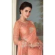 Peach Color Oracle Silk Embroidery Work Party Wear Designer Saree -5025159278