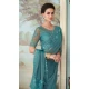 Sky Blue Color Glass Silk Embroidery Work Party Wear Designer Saree -5025159279