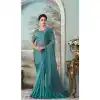 Sky Blue Color Glass Silk Embroidery Work Party Wear Designer Saree -5025159279