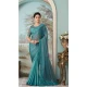 Sky Blue Color Glass Silk Embroidery Work Party Wear Designer Saree -5025159279