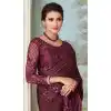 Dark Wine Color Gucci Silk Embroidery Work Party Wear Designer Saree -5025159280