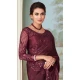 Dark Wine Color Gucci Silk Embroidery Work Party Wear Designer Saree -5025159280