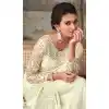 Cream Color Glorious Silk Embroidery Work Party Wear Designer Saree -5025159281