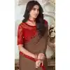 Brown Color Milano Silk Embroidery Work Party Wear Designer Saree -5025159285