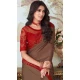 Brown Color Milano Silk Embroidery Work Party Wear Designer Saree -5025159285