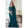 Blue Color Glass Silk Embroidery Work Party Wear Designer Saree -5025159286