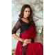 Red Color Roman Pattern Silk Embroidery Work Party Wear Designer Saree -5025159287