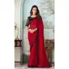 Red Color Roman Pattern Silk Embroidery Work Party Wear Designer Saree -5025159287