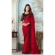 Red Color Roman Pattern Silk Embroidery Work Party Wear Designer Saree -5025159287