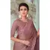 Pink Color Glass Silk Embroidery Work Party Wear Designer Saree -5025159290