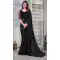 Black Color Soft Satin Organza Sequins Work Party Wear Saree -5057159526