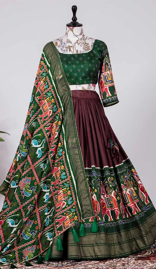 Brown Color Dola Silk Patola Print Work Function Wear Lehenga Choli -5078159664
