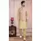 Traditional Wear Chiku Color Art Silk Printed Work Men's Kurta Pajama With Jacket -5081159677