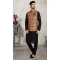 Traditional Wear Black Color Art Silk Printed Work Men's Kurta Pajama With Jacket -5081159693