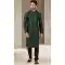 Dark Green Color Banarasi Art Silk Mirror Work Traditional Wear Men's Kurta Pajama -5083159728