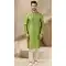 Banarasi Art Silk Green Color Mirror Work Traditional Wear Men's Kurta Pajama -5083159733