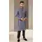Dark Grey Color Banarasi Art Silk Mirror Work Traditional Wear Men's Kurta Pajama -5083159743