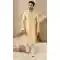 Mirror Work Gold Color Banarasi Art Silk Traditional Wear Men's Kurta Pajama -5083159747