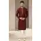 Maroon Color Banarasi Art Silk Mirror Work Traditional Wear Men's Kurta Pajama -5083159748