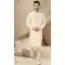 Cream Color Banarasi Art Silk Mirror Work Traditional Wear Men's Kurta Pajama -5083159750