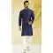 Navy Blue Color Silk Embroidery Work Function Wear Men's Kurta Pajama -5093159813