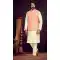 Traditional Wear Cream And Peach Color Jacquard Men's Kurta Pajama With Jacket -5107159860