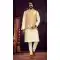 Traditional Wear Cream And Orange Color Jacquard Men's Kurta Pajama With Jacket -5107159861