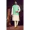 Cream And Pista Green Color Traditional Wear Jacquard Men's Kurta Pajama With Jacket -5107159867