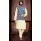 Festival Wear Cream And Blue Color Art Silk Men's Kurta Pajama With Jacket -5108159879