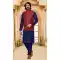 Navy Blue Color Art Silk Self Work Function Wear Men's Kurta Pajama With Jacket -5109159899