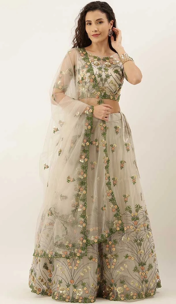 White Color Net Embroidery Work Party Wear Designer Lehenga Choli -5112159911