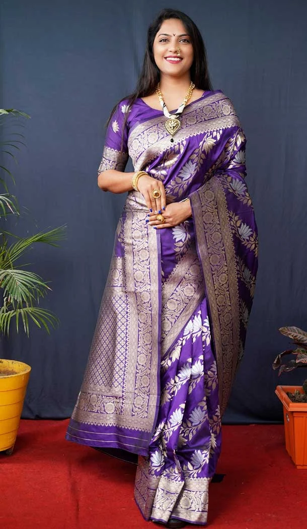 Light Purple Color Banarasi Silk Jacquard Work Traditional Party Wear Designer Saree -5117159957