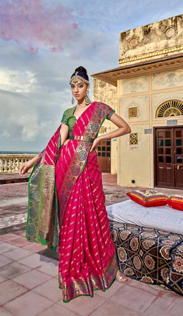 Rani Pink Color Soft Patola Silk Weaving Work Traditional Wear Saree -5074159632