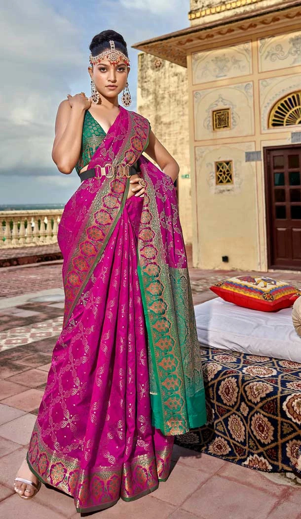 Purple Color Soft Patola Silk Weaving Work Traditional Wear Saree -5074159636