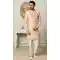 Beige Color Art Silk Sequins Work Wedding Wear Men's Semi Indo Western -5119159973