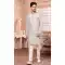 Light Grey Color Art Silk Printed Work Wedding Wear Men's Semi Indo Western -5120160006