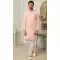 Peach Color Jacquard Semi-Silk Brocade Printed Work Wedding Wear Men's Semi Indo Western -5120160007